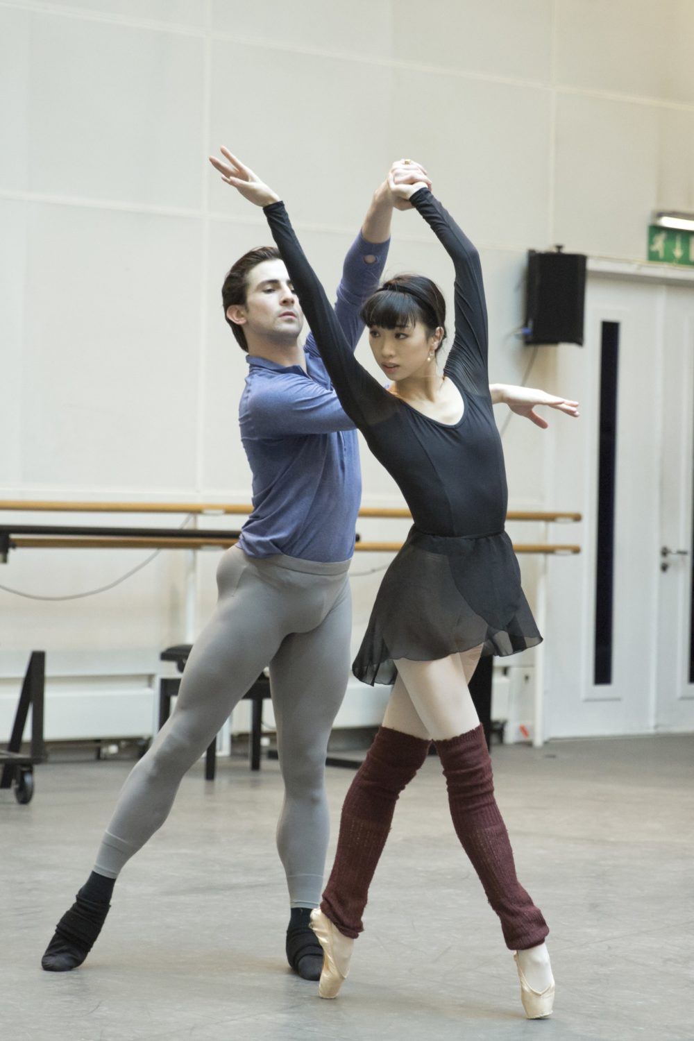 Tristan Dyer and Akane Takada in rehearsal for Within the Golden Hour, The Royal Ballet © 2016 ROH. Photograph by Andrej Uspenski