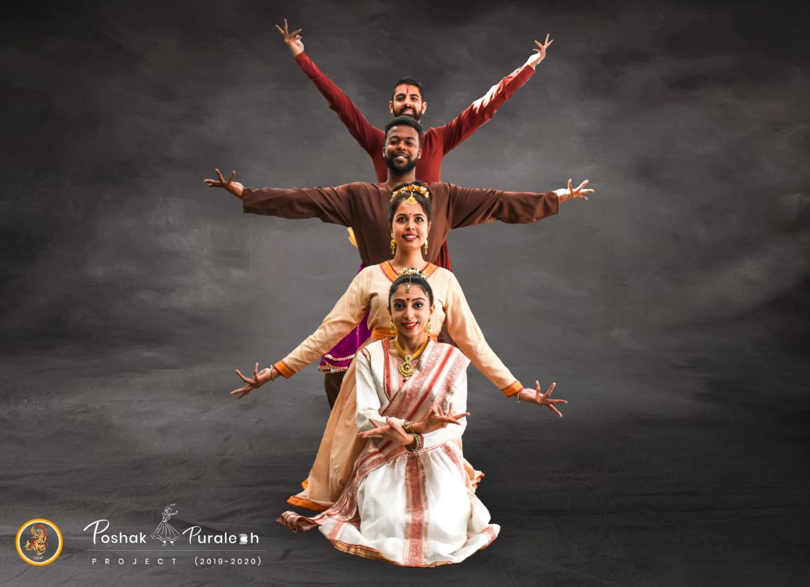 CICD, ‘’Poshak Puralekh’’ project, 2019-20. Dancers: Sneya Rajani, Sarita Jogia, Blaine Greene and Ravi Morjaria. Photo by Sandeep Chohan (photo edit by Kuldeep Goswami)